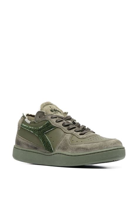 Sneakers basse Mi Basket in pelle di vitello e tela verde muschio DIADORA | 180206-MI BASKET ROW CUT TERRY70423